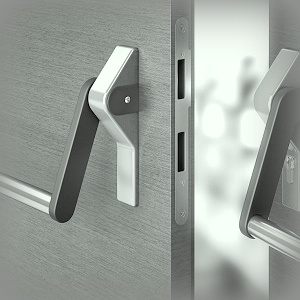 Panikos durų stūmoklinės rankenos EN1125