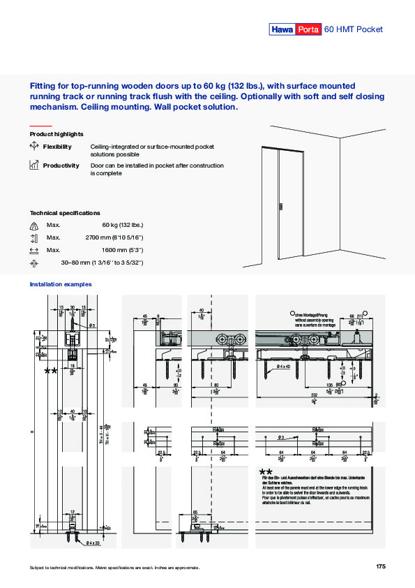 HAWA Porta 60 HMT Pocket - system catalog (EN)