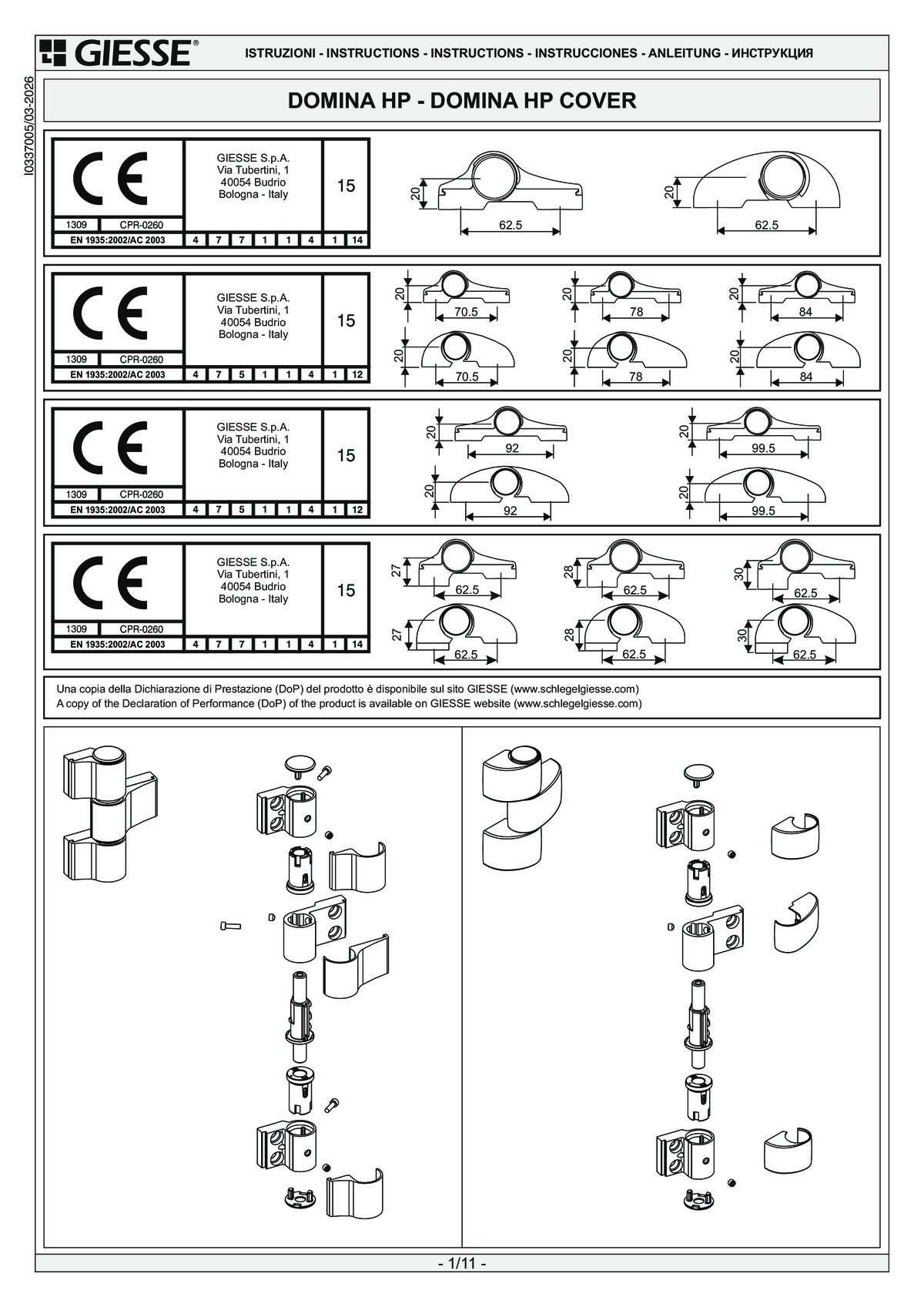 DOMINA HP 3 installation instructions