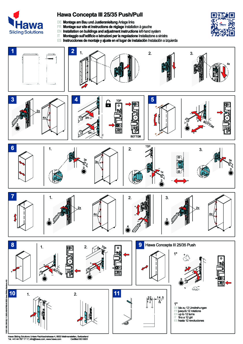 HAWA CONCEPTA III 25/35 PUSH/PULL - installation and adjustment instructions