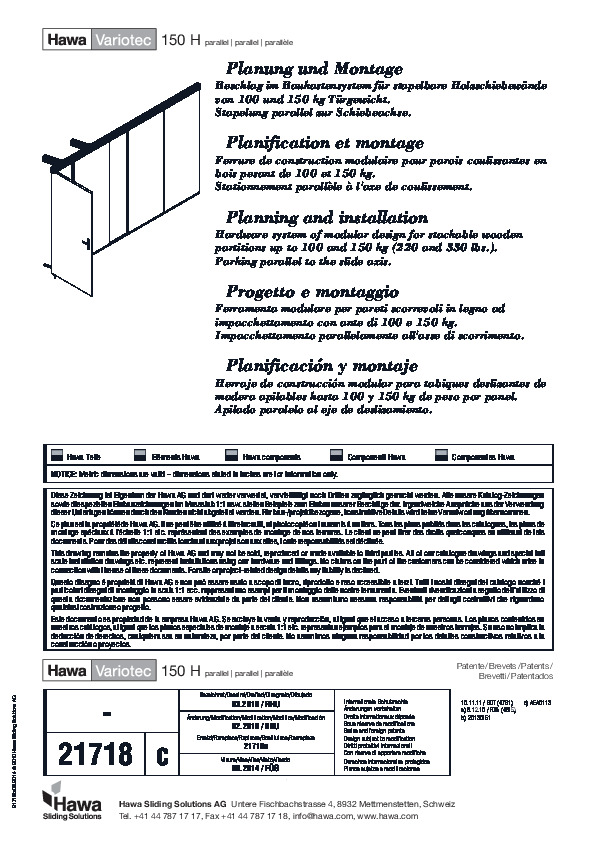 HAWA VARIOTEC 150 H - assembly instructions with sash alignment parallel to the sliding axis