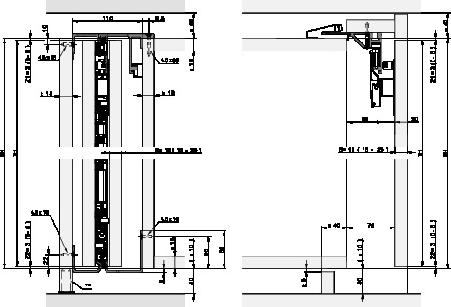 HAWA Folding Concepta III 20/25 PULL - assembly example without floor profile