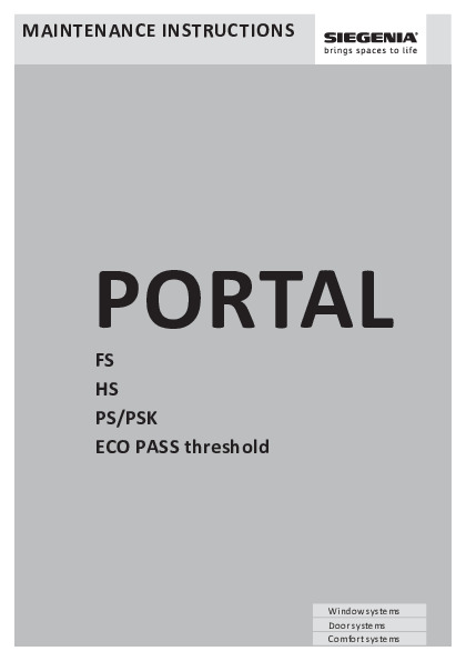 PORTAL / ECO PASS maintenance instructions