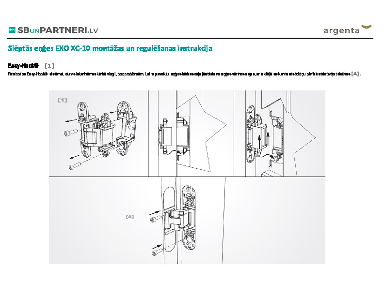 EXO XC-10 concealed hinge assembly and adjustment instructions