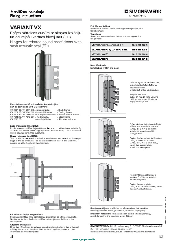 Assembly instructions VARIANT VX 7939
