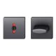 Pair of square WC roses with knob and colour indicator, black S8