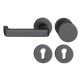 FSB 79 1134 door knob set with PZ round roses for fireproof emergency doors, matt black S8,LEFT