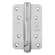 Spring hinge with soft closing and 90° fixation, brushed stainless steel