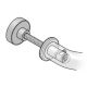 05 0580 Vienpusis perveržiamas tvirtinimas su priešine rozete traukiamosioms rankenoms Ø25/30 mm, M8, Ø13 mm, durų storis 35-44mm, cinkuotas plienas / neapdorotas aliuminis