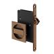 Sliding door lock with WC knob, square roses, copper tone (RCO)