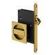 Sliding door lock with WC knob, square roses, gold tone (RG)