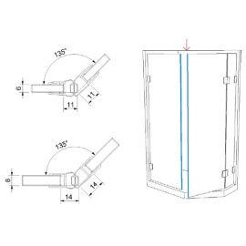 Magnetic sealing profile for shower unit 135°