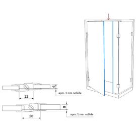 Tilted magnetic sealing profile for shower unit 180° glass/glass