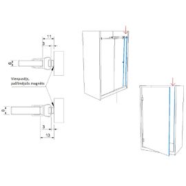 Magnetic sealing profile for shower unit 180° glass/wall