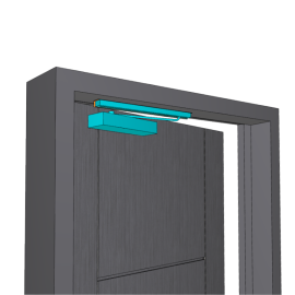 Door closer GEZE TS 5000 L Soft Close with guide rail T-STOP BG TS 5000/3000 and mounting bracket - ARRANGEMENT BG-SL