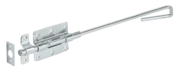 Tower bolt with keeper and strike plate, galvanised