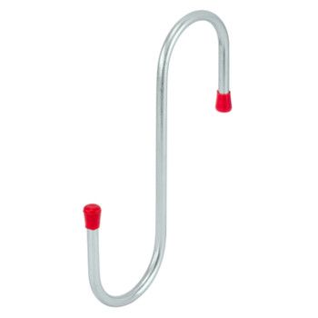 Hanging hook S-shape 175x65x52 mm, galvanized, with red endcaps