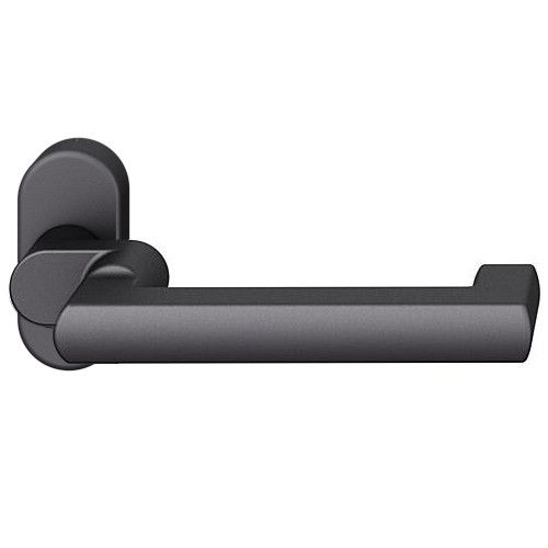 FSB 06 1031 lenkta rankena įrėmintoms priešgaisrinėms avarinėms durims ant ovalios rozetės, matinės juodos S8