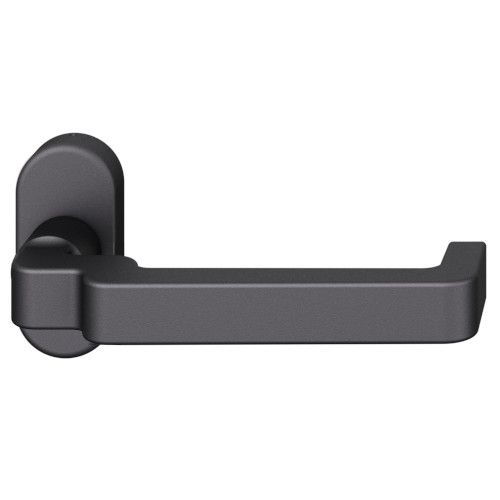 FSB 06 1134 cranked handle for framed fireproof emergency door on oval rose, matt black S8