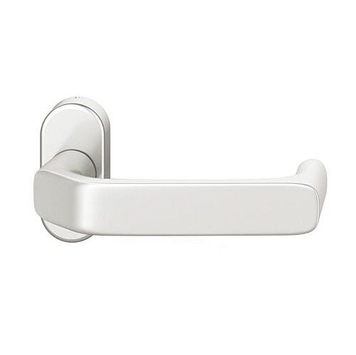 FSB 06 1290 cranked handle for framed fireproof emergency door on oval rose, natural aluminium F1