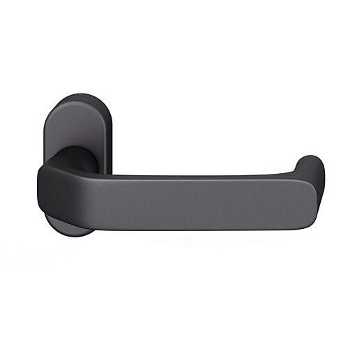 FSB 06 1290 cranked handle for framed fireproof emergency door on oval rose, matt black S8