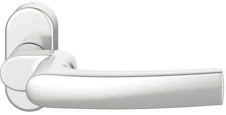 Handle for framed doors, without spindle on oval rose, 9 mm, for fire safety doors, aluiminium F1