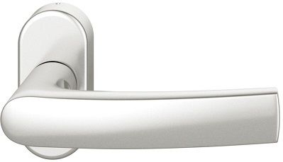 Handle for framed doors on oval rose, 9 mm, for fire safety doors, aluminium F1