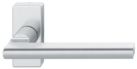 Framed door handle 09 1035, without spindle, on square rose, 8mm, st. steel