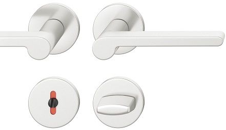 Rankenos rinkinys ant apvalių rozečių WC, durų storis 39-58 mm, aliuminis F1
