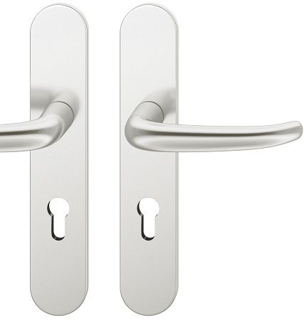 Handle/long backplate set PZ/72, door thickness 39-58 mm, aluminium F1