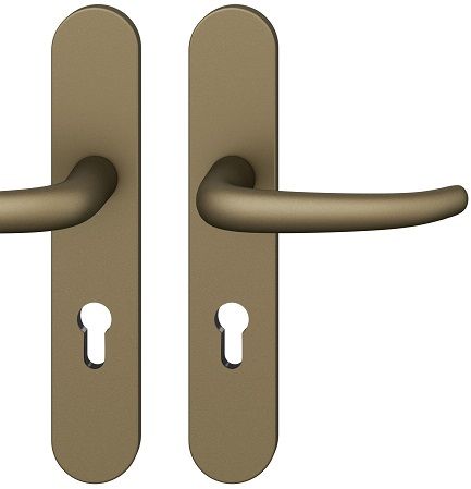 Handle./long backplate set PZ/72, door thickness 39-58 mm, aluminium medium dark bronze tone S5