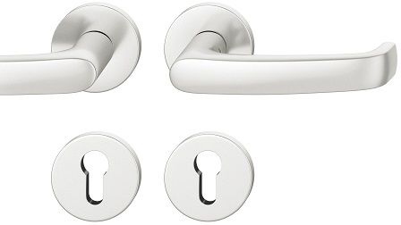 Handle set on round roses PZ, door thickness 39-58 mm, aluminium F1