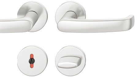 Handle set on round roses WC, door thickness 39-58 mm, aluminium F1