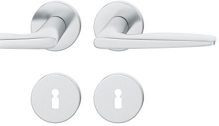 Handle set on round roses BB, door thickness 39-58 mm, stainless steel matt