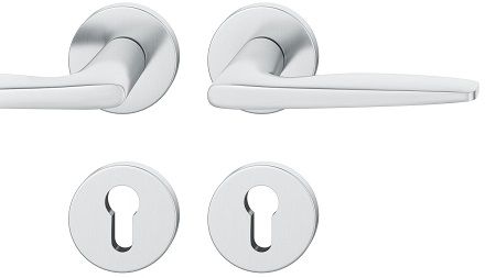 Handle set on round roses PZ, door thickness 39-58 mm, stainless steel matt
