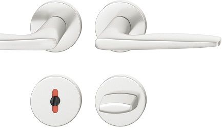 Handle set on round roses WC, door thickness 39-58 mm, aluminium F1