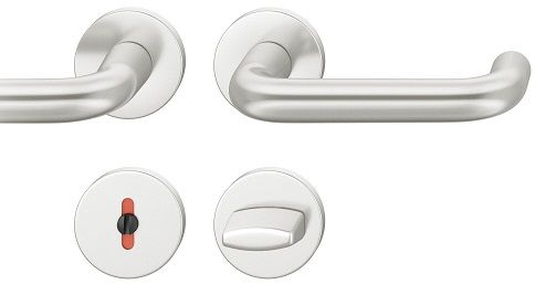 Rankenos rinkinys ant apvalių rozečių WC, durų storis 39-58 mm, aliuminis F1
