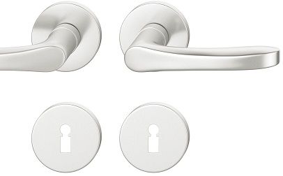 Handle set on round roses BB, door thickness 39-58 mm, aluminium F1