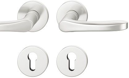 Handle set on round roses PZ, door thickness 39-58 mm, aluminium F1
