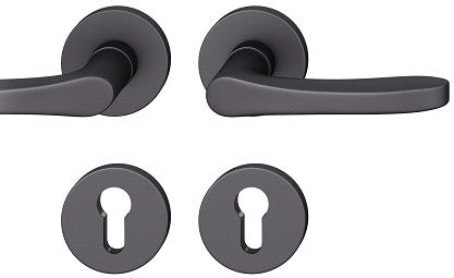 Handle set on round roses PZ, door thickness 39-58 mm, aluminium S8