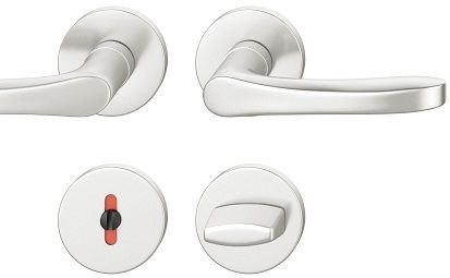 Handle set on round roses WC, door thickness 39-58 mm, aluminium F1