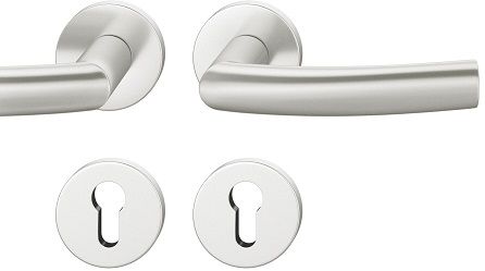 Handle set on round roses PZ, door thickness 39-58 mm, aluminium F1