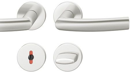 Handle set on round roses WC, door thickness 39-58 mm, aluminium F1