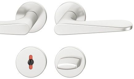 Handle set on round roses WC, door thickness 39-58 mm, aluminium F1
