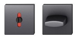 Pair of square WC roses with knob and colour indicator, black S8