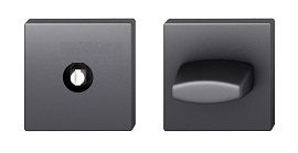 Pair of square WC roses with knob, without colour indicator, black S8