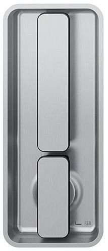 Sliding door handle WC with knob, rectangular, stainless steel