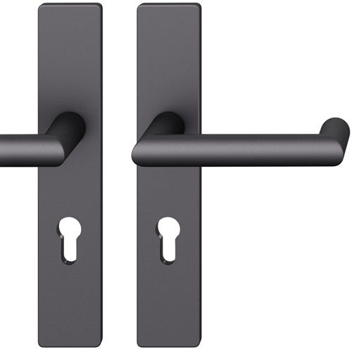 FSB 79 1016 handle set with backplates PZ 92mm for fireproof emergency doors, aluminium blasted, matt black S8