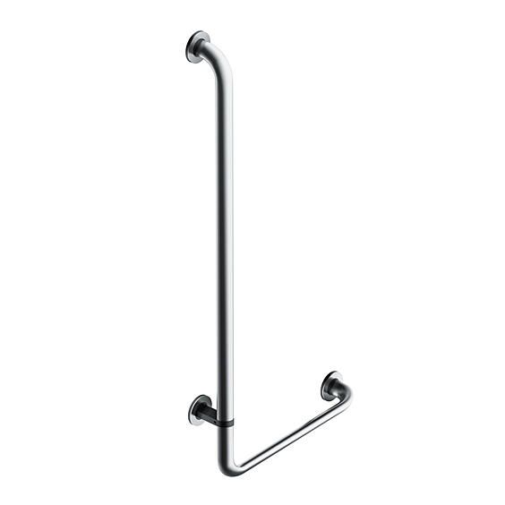 Angled support rail 90° for WC and bathrooms, 1048x450x36/22mm, matt stainless steel, left