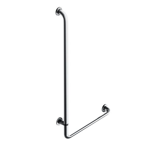 Angled support rail 90° for WC and bathrooms, 1198x600x36/22mm, matt stainless steel, left